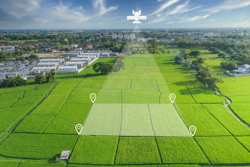 land plot aerial view identify registration symbol vacant area map property real estate business home house 219388867